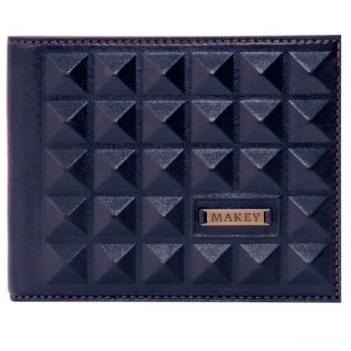 фото Кошелек makey, натуральная кожа, фактура тиснение, без застежки, 2 отделения для банкнот, отделения для карт и монет, потайной карман, синий