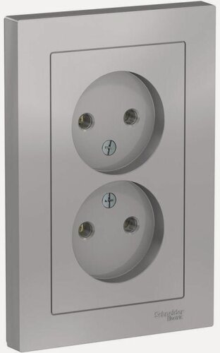 Изображение товара Розетка 2-м СП AtlasDesign 16А IP20 без заземл. в сборе алюм. SE ATN000320