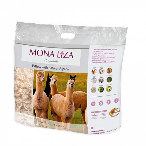 Подушка Mona Liza Premium шерсть Альпаки искусственный тик артикул 539823 размер 70*70