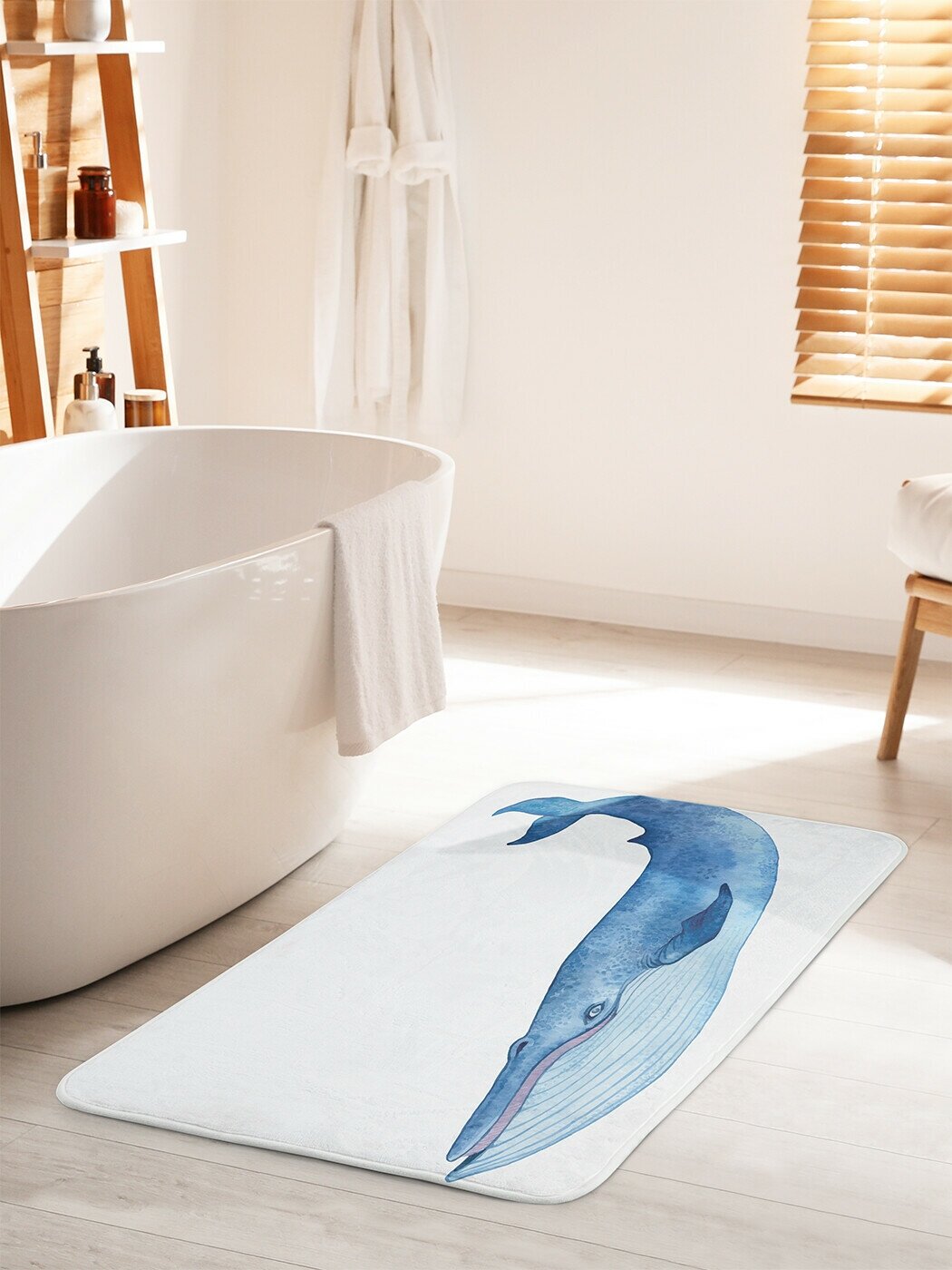 Коврик для ванной комнаты и туалета противоскользящий JoyArty "Мудрый кит" 60х100 см