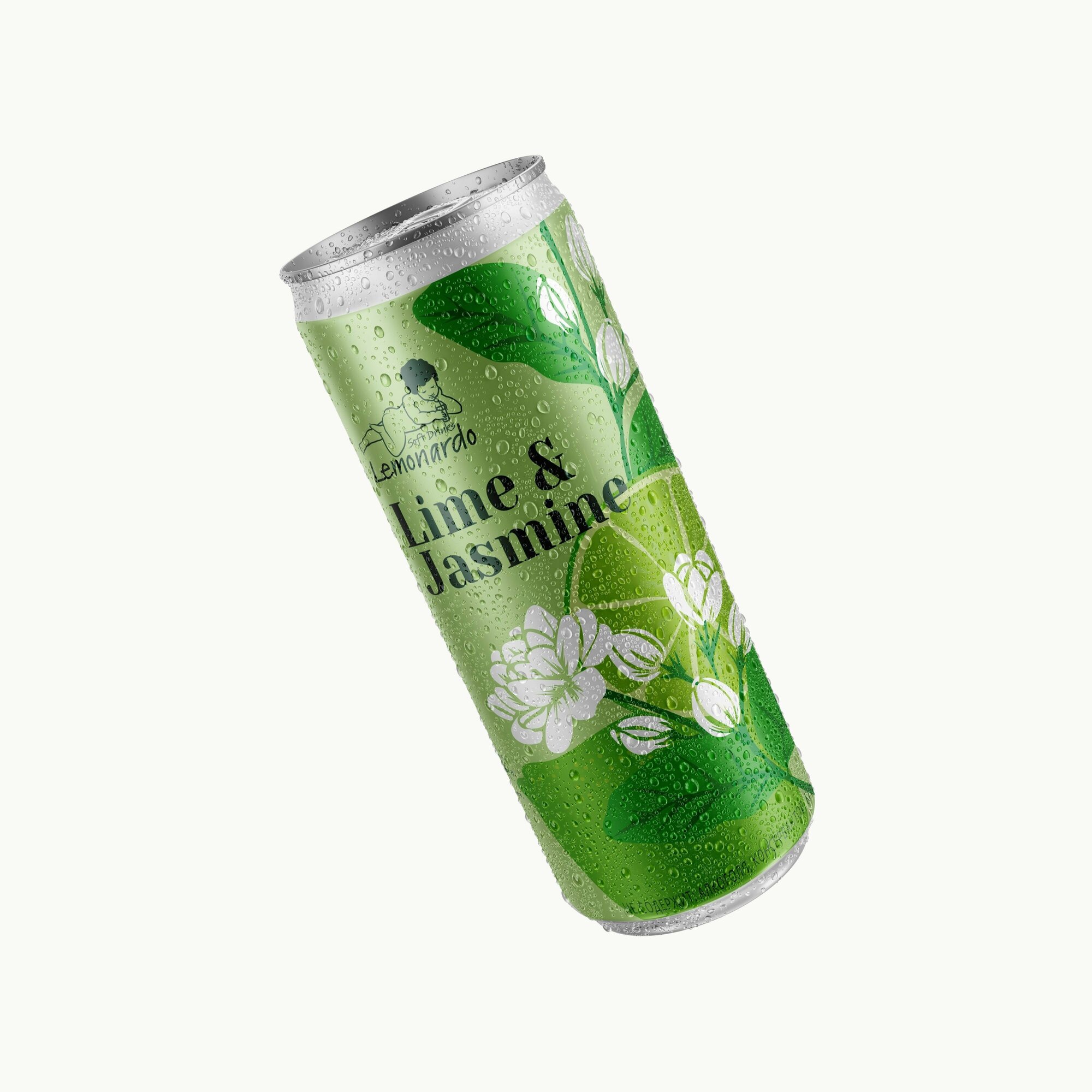Напиток газированный "Лимонад Лайм и Жасмин" без сахара / Lemonardo Lime & Jasmine, алюминиевая банка 330мл. 6шт - фотография № 3