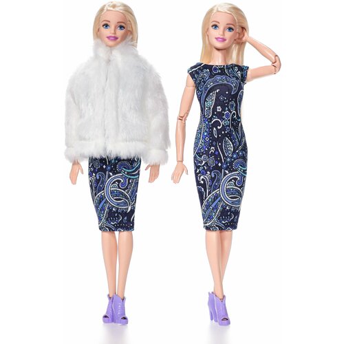 Шубка и платье для куклы типа Барби 29 см