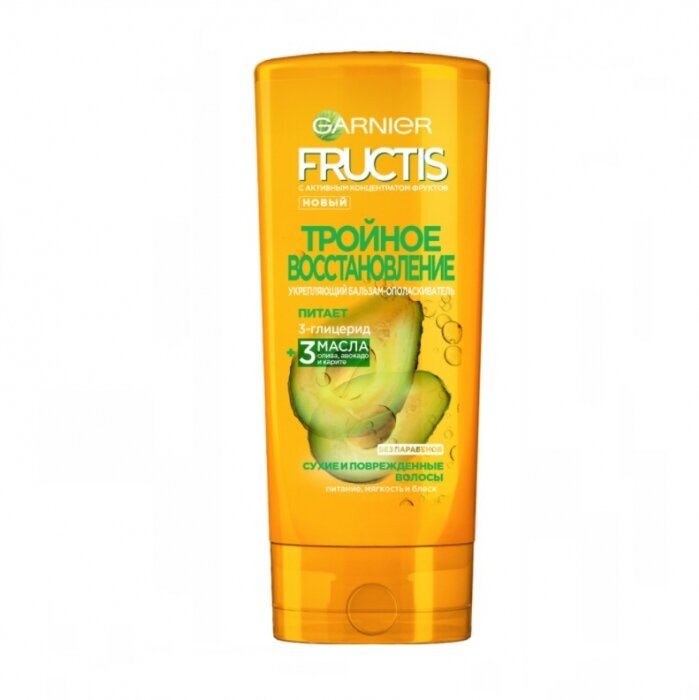 Бальзам-ополаскиватель Garnier Fructis Тройное восстановление, для поврежденных и ослабленных волос, 200 мл - фото №5