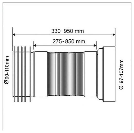 Гофра для унитаза с лепестковым окончанием (L330-850мм) McAlpine MRWC-F33R - фотография № 4