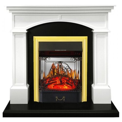 Электрический камин Royal Flame Langford - Белый с черным с очагом Majestic FX M Brass