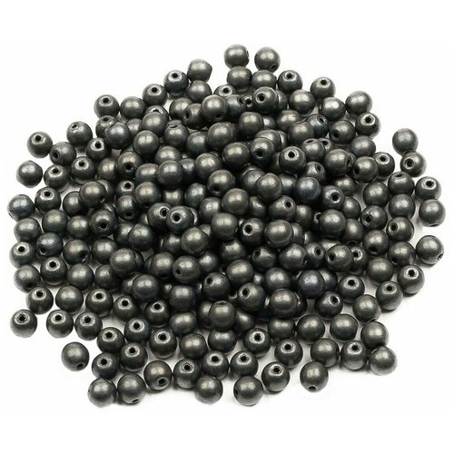 Стеклянные чешские бусины, круглые, Round Beads, 4 мм, цвет Jet Hematite Matted, 200 шт.