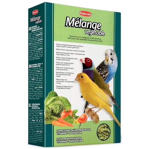 padovan корм melodymix для зерноядных птиц 300 г PADOVAN MELANGE VEGETABLE дополнительный корм для птиц с овощами (300 гр х 2 шт)