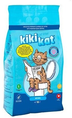 Комкующийся наполнитель Кикикэт для кошачьего туалета Бентонитовый супер-белый Без аромата 10 л