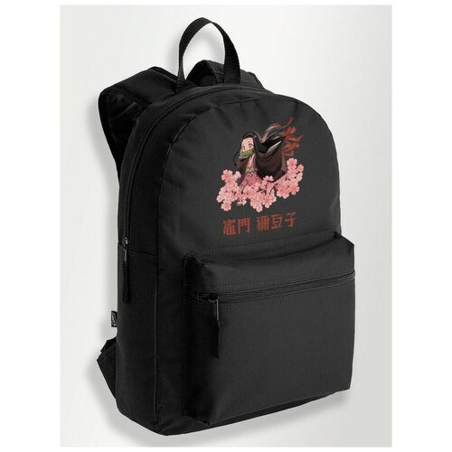 Черный школьный рюкзак с DTF печатью Demon Slayer Kimetsu no Yaiba Аниме - 1033