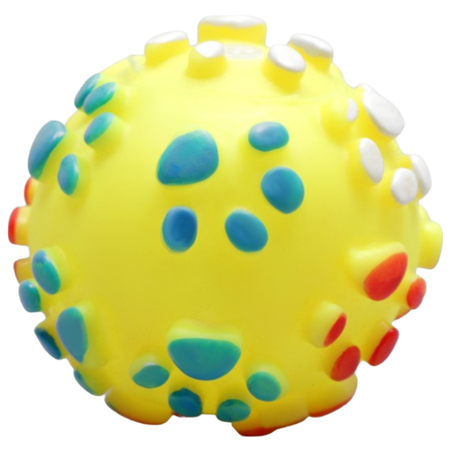 Игрушка пищащая Мяч Лапка для собак 6,5 см жёлтая
