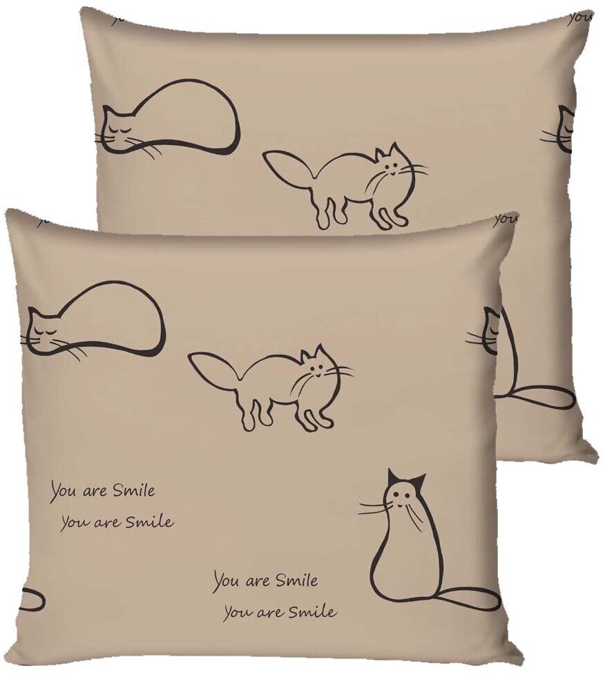 фото Наволочка 2шт Сказка "Котики (беж)", перкаль