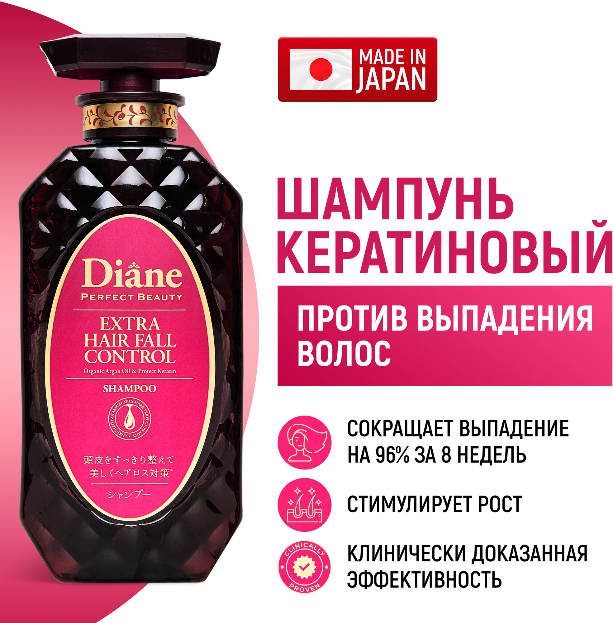 Moist Diane Perfect Beauty Шампунь кератиновый против выпадения и для роста волос, 450 мл