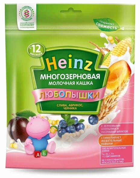 Каша Heinz, Любопышки молочная многозерновая слива, абрикос, черника 200 г - фото №19