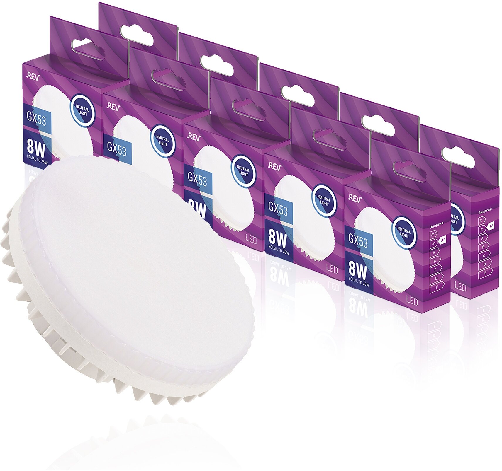 фото Упаковка светодиодных ламп 10 шт REV 32566 6, 4000К, GX53, 8 Вт