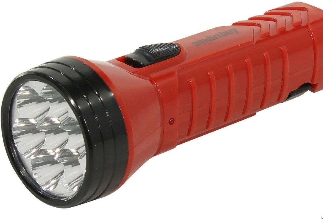 Аккумуляторный светодиодный фонарь 7 LED с прямой зарядкой Smartbuy, красный (SBF-95-R)