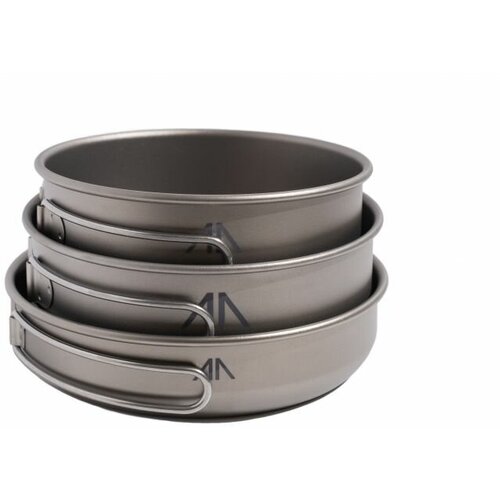 фото Goraa набор посуды 3-piece titanium pot and pan cook set серый, титан, 500+550+680 мл