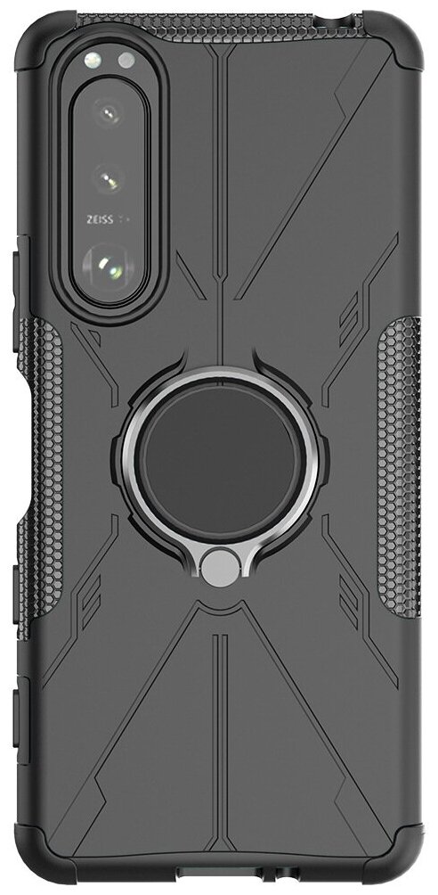 Защитный усиленный ударопрочный чехол-бампер-пенал MyPads для Sony Xperia 5-3 черный