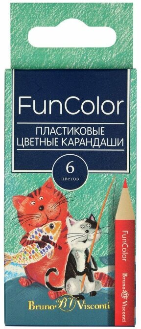 Карандаши цветные Bruno Visconti FunColor 6 цветов трехгранные укороченные