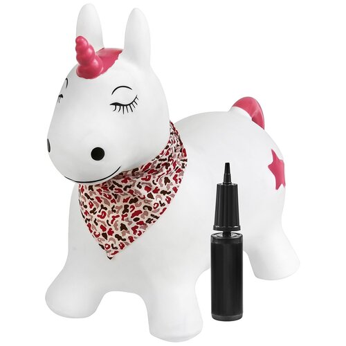 Игрушка-попрыгун LAKO sport белый единорог Луна в комплекте с насосом и платком-банданой 50 см белый 1699₽