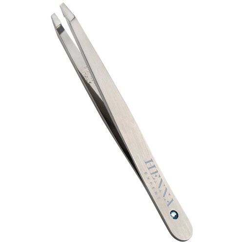 Пинцет для коррекции бровей Henna Expert скошенный (металлик, голубой страз)