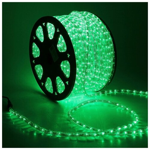 LED шнур 13 мм, круглый, 100 м, фиксинг, 2W-LED/м-36-220V. в компл. набор д/подкл, зеленый
