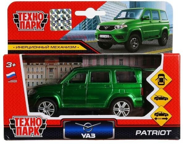 Машина УАЗ Patriot 12 см зеленая металл инерция Технопарк SB-17-81-UP4-WB