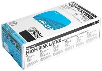 Перчатки латексные cмотровые Heliomed MANUAL HR419 High Risk, 25 пар, размер М