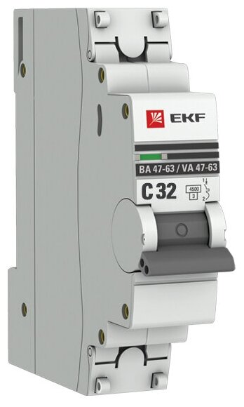 PROxima ВА 47-63 mcb4763-1-32C-pro Автоматический выключатель однополюсный 32А (4.5 кА, C) EKF - фото №3