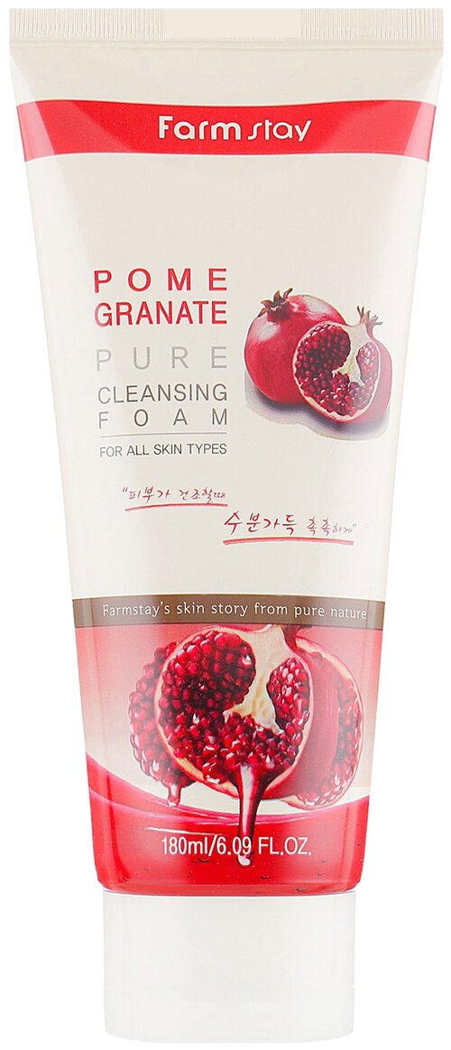 Farmstay пенка очищающая с экстрактом граната Pomegranate Pure Cleansing Foam, 180 мл, 225 г