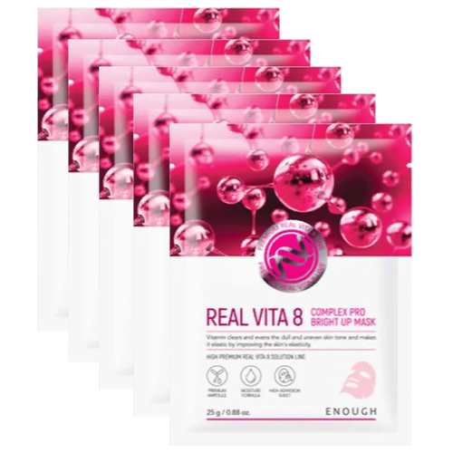 Enough Маска тканевая с витаминами для сияния кожи - Real vita 8 complex pro bright up mask, (5шт*25мл)