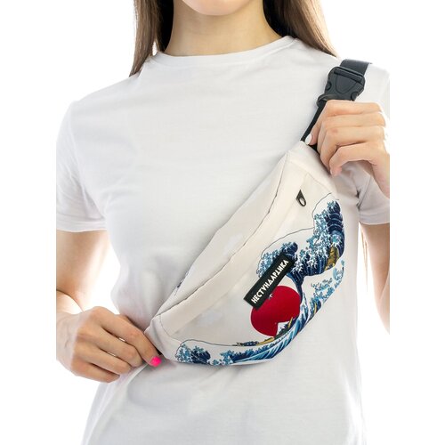 фото Сумка поясная нестандартика, фактура гладкая, бежевый