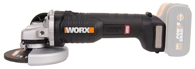 Угловая шлифмашина аккумуляторная WORX WX812.9, 125мм, 20В, бесщеточная без АКБ и ЗУ