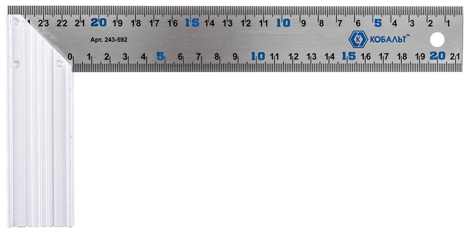 Угольник кобальт столярный 250 мм нерж. сталь  алюминиевое основание