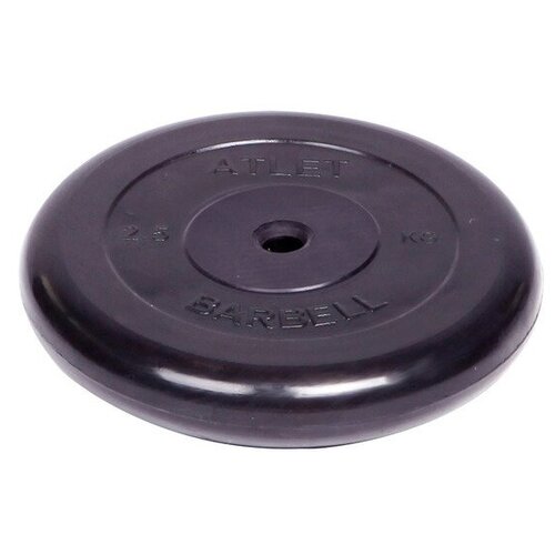 фото Диск обрезиненный barbell d 26 мм черный 2,5 кг atlet mb barbell