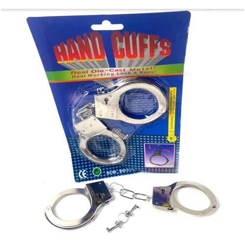 металлические наручники metal handcuff с мехом – черные Наручники детские металлические с ключиками