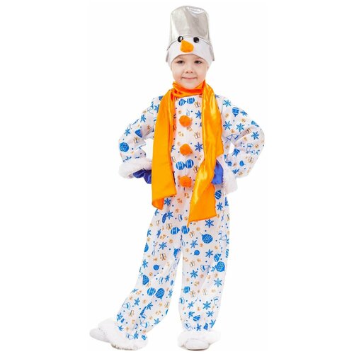 Карнавальный костюм Снеговик Снежок Пуговка рост 128 карнавальный костюм ec 202202 снеговик снежок