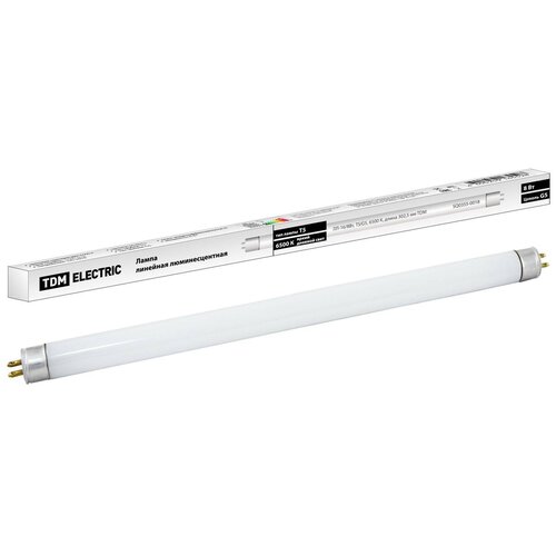 фото Лампа люминесцентная линейная двухцокольная лл-16/8 вт, t5/g5, 6500 к, длина 302,5мм tdm sq0355-0018 (упаковка 25 шт) tdm еlectric