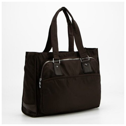 фото Сумка спортивная, отдел на молнии, 3 наружных карманов, цвет коричневый нет бренда