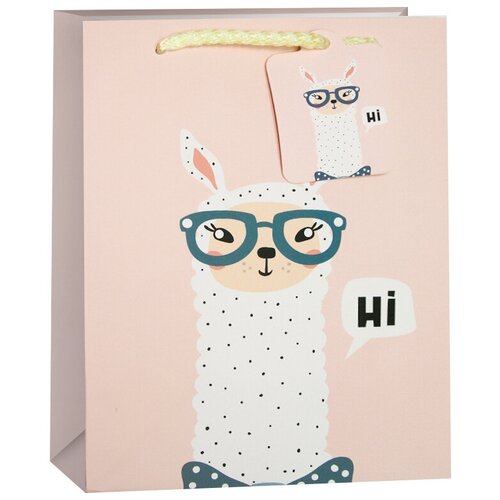 фото Пакет подарочный, модная лама, кремовый, 23*18*10 см, 1 шт. дон баллон