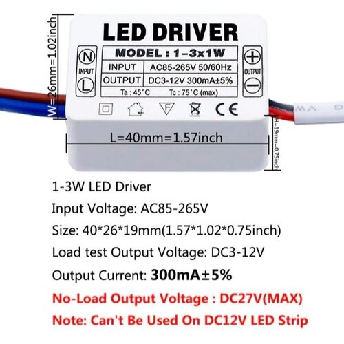 LED Driver Светодиодный драйвер 1-3x1w 300 мА 50 шт лот pt4115 sot 89 pt4115 89e драйвер ic понижающий преобразователь светодиодный чип привода постоянного тока new spot