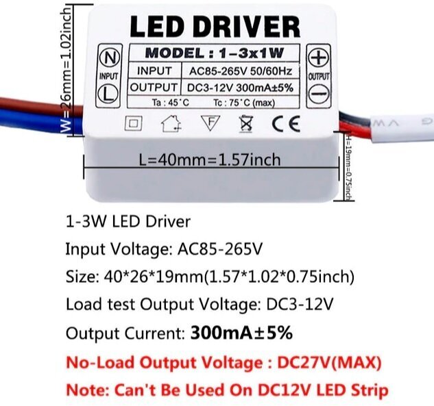 LED Driver Светодиодный драйвер 1-3x1w 300 мА