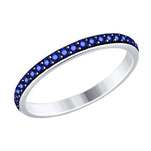 фото Кольцо кольцо из серебра 94012455 94012455 серебро, 925 проба, родирование, фианит, размер 19.5, синий dragomarket