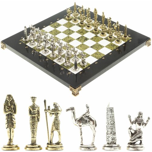 шахматы сувенирные древний египет Шахматы Древний Египет доска 32х32 см мрамор змеевик 122675