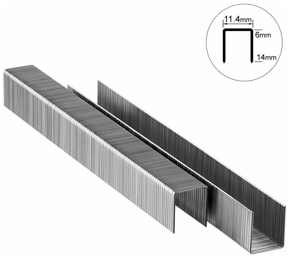 Скобы, 6 мм, для мебельного степлера, заостренные, тип 53, 1000 шт., MATRIX 41136 - фотография № 5
