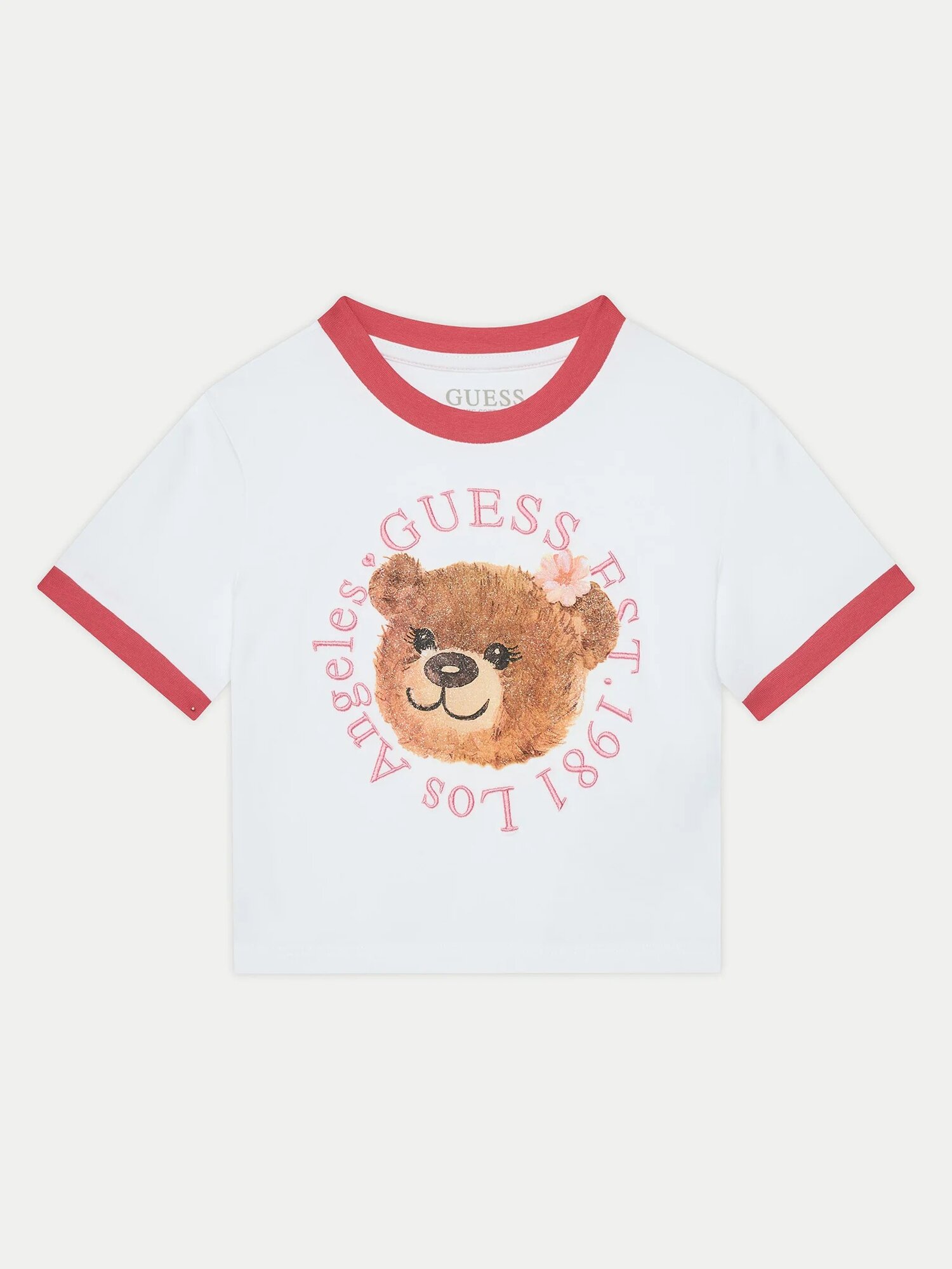 Футболка GUESS Crop SS T-shirt, размер 14 лет, белый