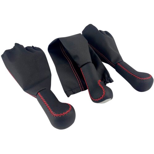 Комплект ручек КПП, Раздатки и Ручника. Нива 4x4, URBAN, красная строчка люкс