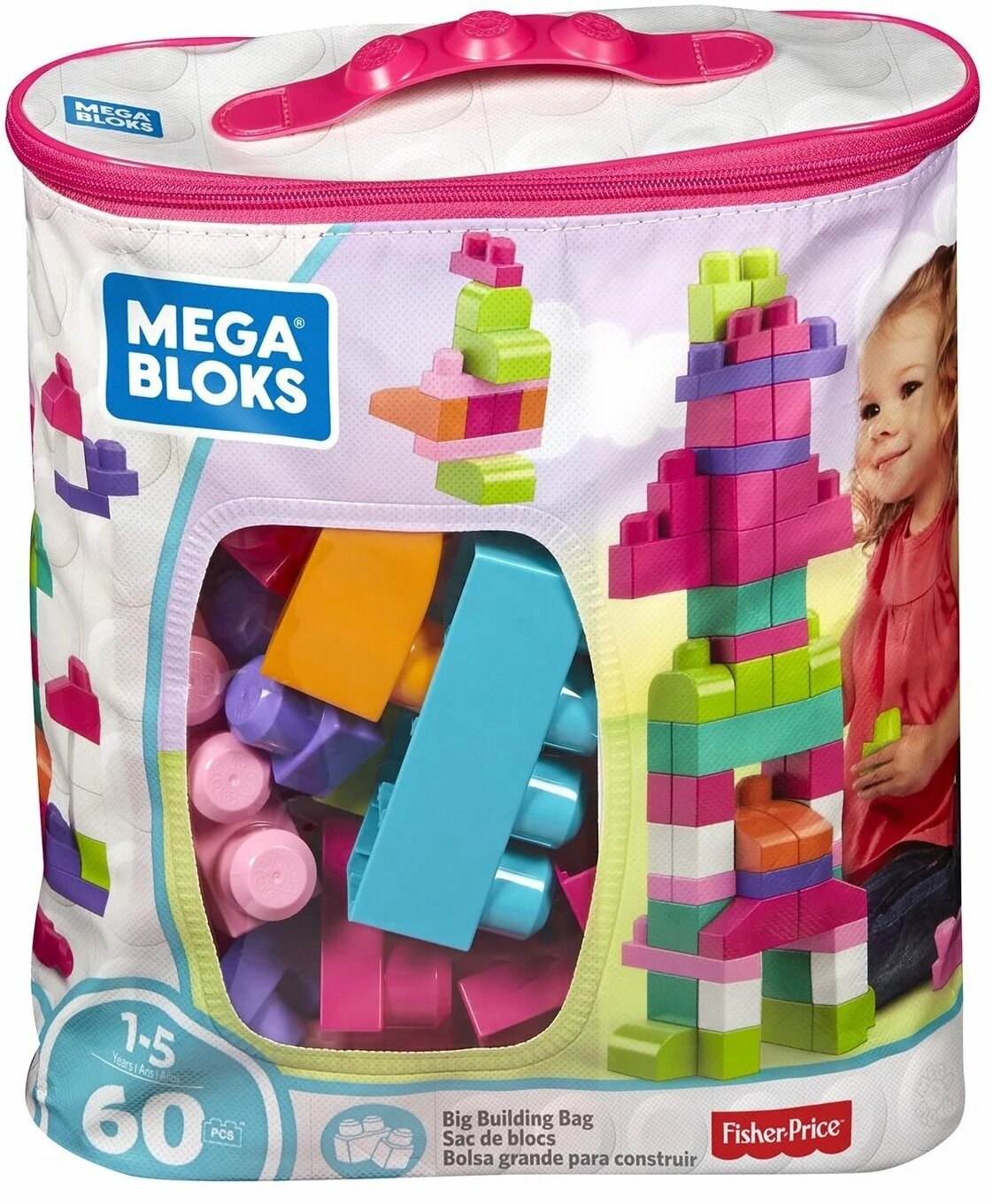 Набор игровой Mega Bloks Мой первый конструктор 60 деталей Розовый DCH54