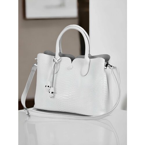 Сумка кросс-боди Savoy, фактура под рептилию, белый