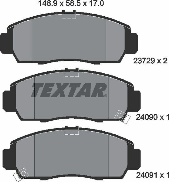 Колодки тормозные передние textar 2372901