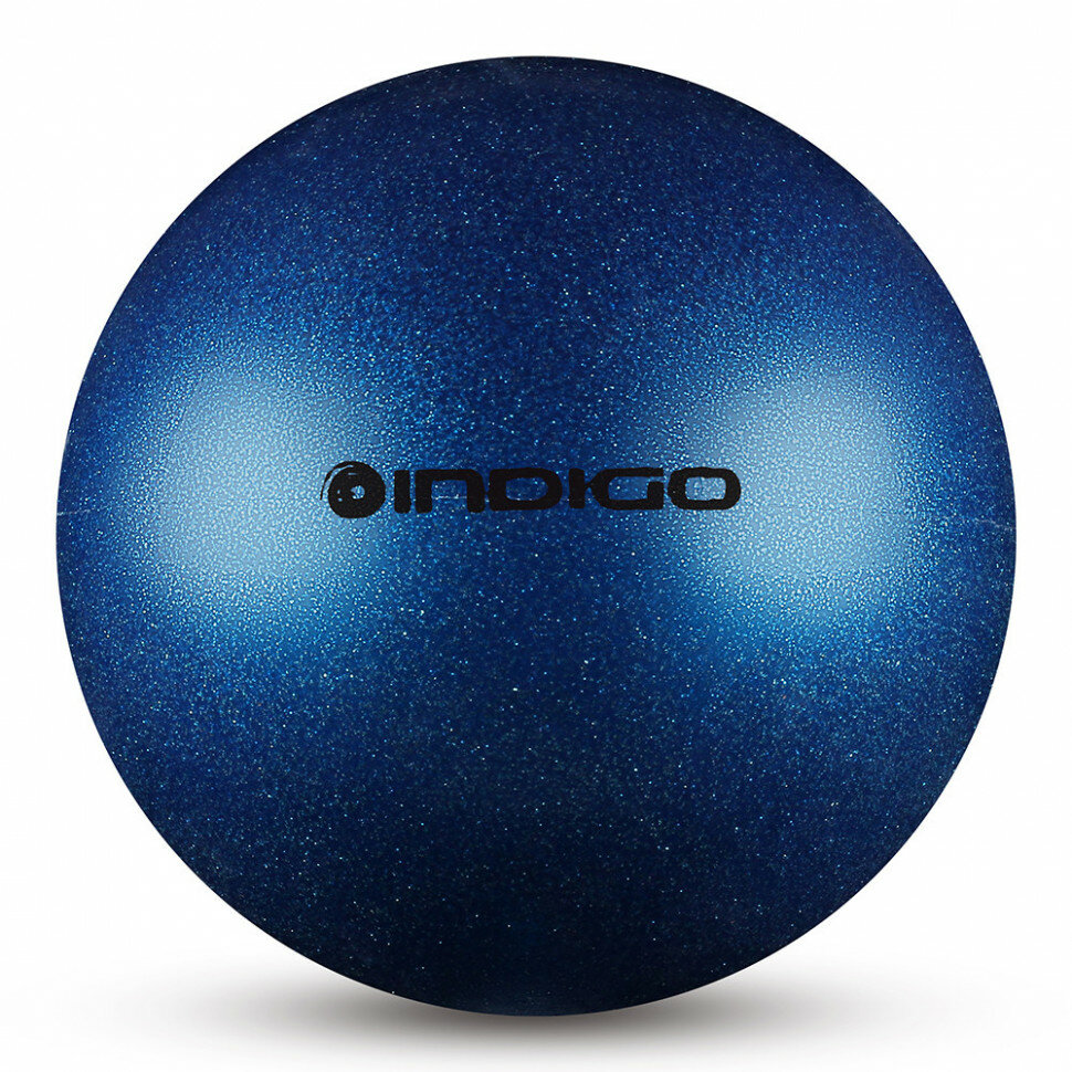 Мяч для художественной гимнастики INDIGO IN119-B, 15 см, ПВХ, синий металлик с блестками